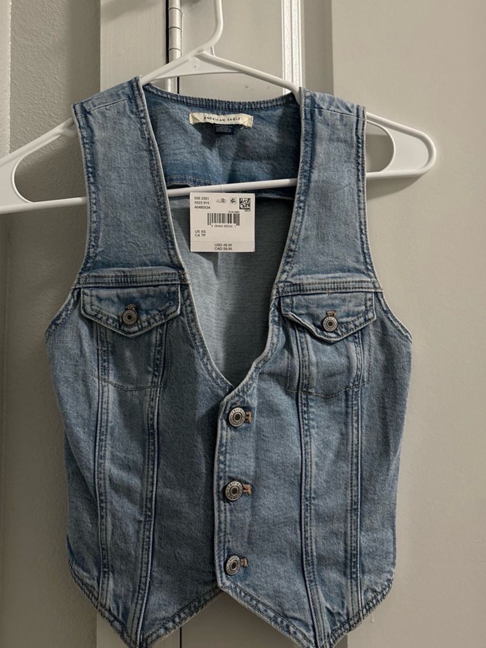 American Eagle Outfitters Light Blue Denim Vest